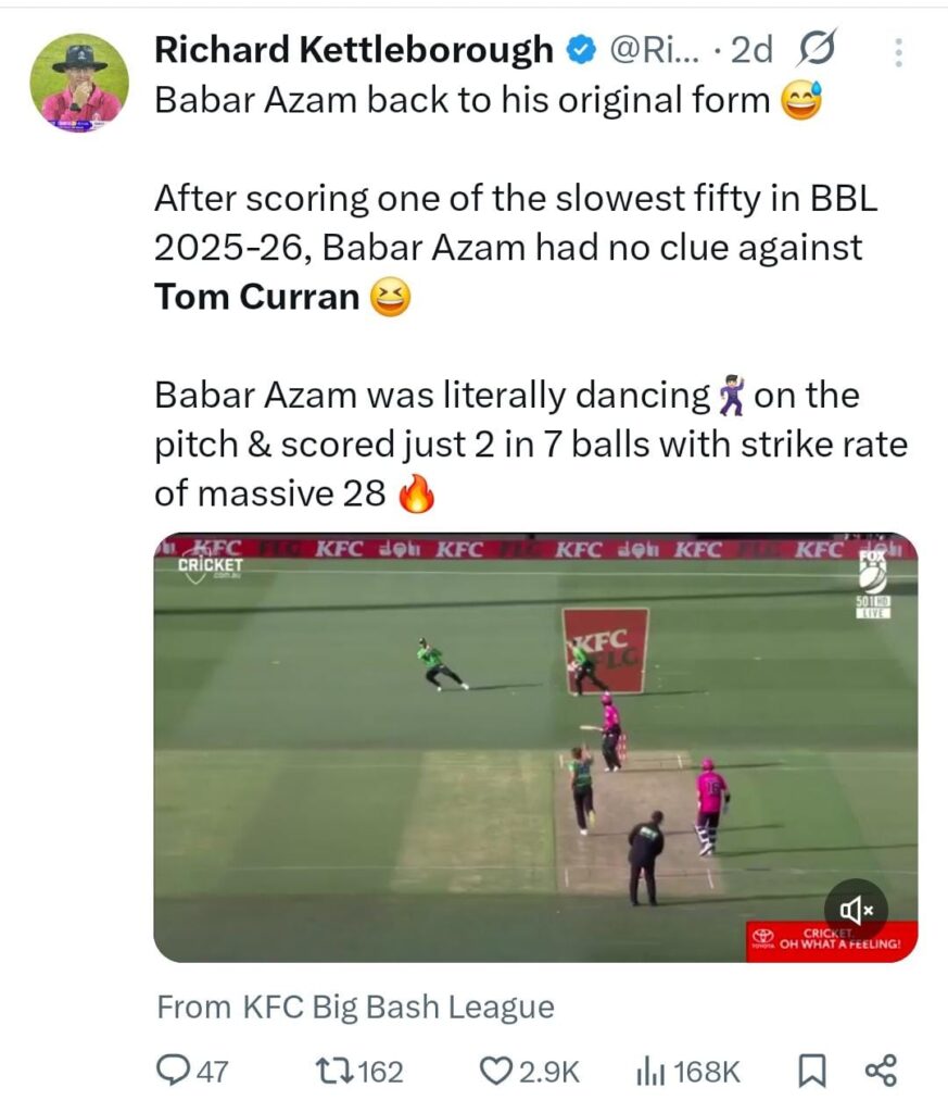 Babar Azam Trolled by Richard Kettleborough- Viral X Posts