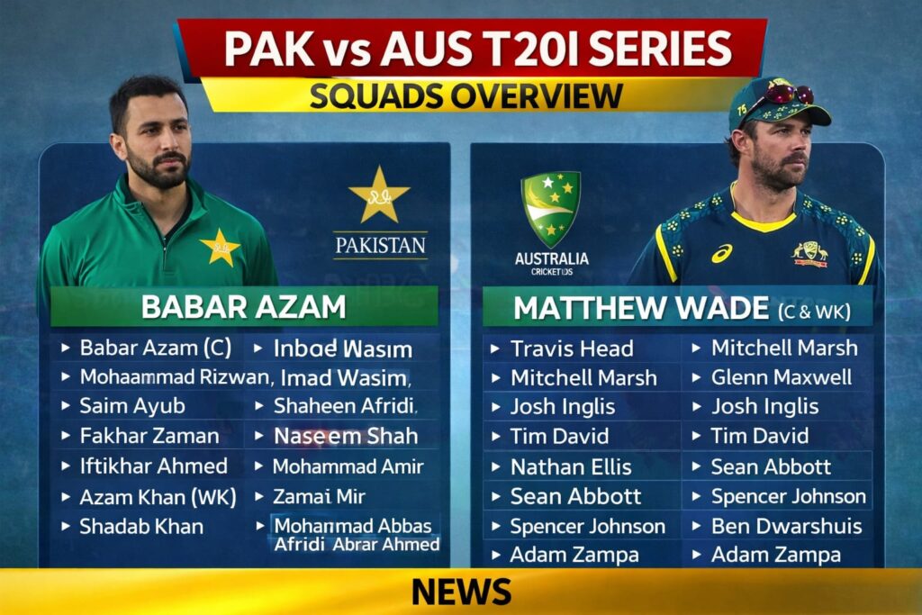 PAK vs AUS T20I 2026 series full squads: Full Schedule, Squads, Match Timings & Live Streaming